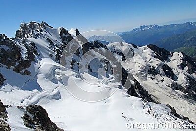 Glacier field and rock summits Stock Photo