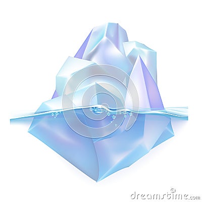 Glacier Iceberg Float On Ocean Water Waves Vector Vector Illustration