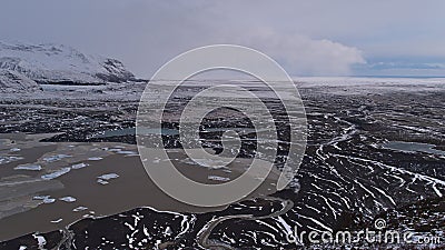 Glacier lagoon of SkaftafellsjÃ¶kull with floating icebergs in the south of Iceland in Skaftafell national park. Stock Photo