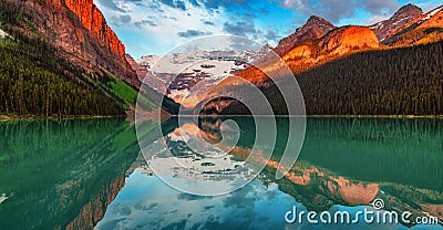 Glacier Lake in Canadian Rocky Mountain Landscape. Nature Background Panorama Stock Photo