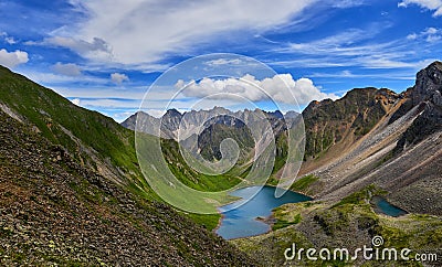 Glacier lake in hanging valley Stock Photo