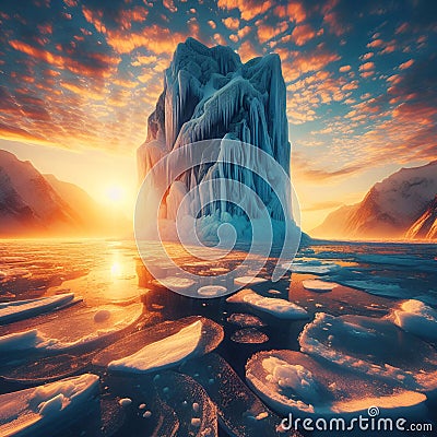 Glacier melting due to climate change Stock Photo