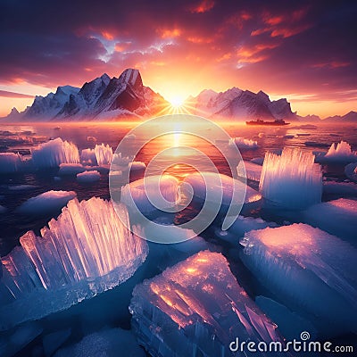 Glacier melting due to climate change Stock Photo