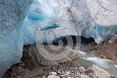 Glacier melting into the river, detail Stock Photo