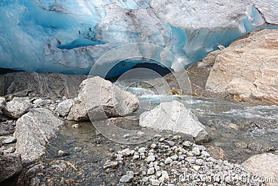 Glacier melting into the river, detail Stock Photo