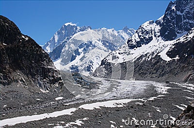 Glacier in Mont-blanc massive Stock Photo