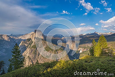 Glacier Point Amphitheater view near sunset Stock Photo