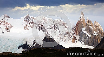 Glaciers and mountains Fitz Roy, Cerro Torre Stock Photo