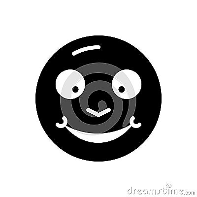 Black solid icon for Glad, cheery and complacent Vector Illustration
