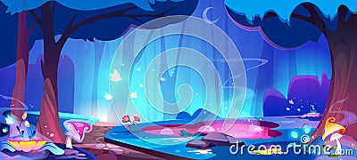 Glade in magic forest Vector Illustration