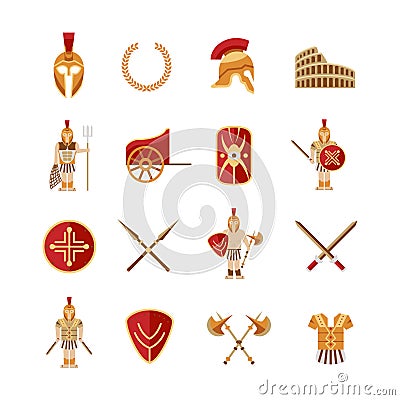 Gladiator Icons Set Vector Illustration
