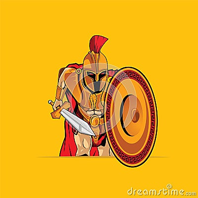 Gladiator Mascot Cartoon. Vector Illustration Eps.10 Vector Illustration