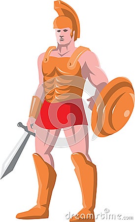 Gladiator roman centurion warrior standing Vector Illustration