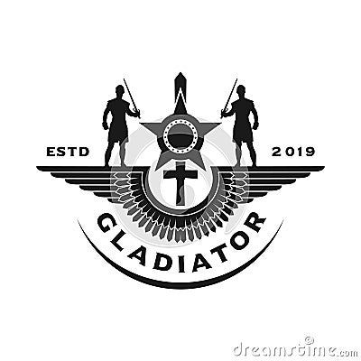 Gladiator wing logo design Stock Photo