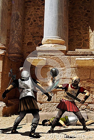 Gladiators fighting Stock Photo