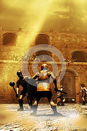 Gladiators fighting Stock Photo