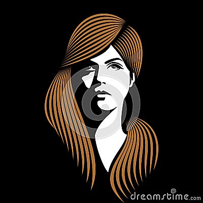 Glamor girl with black background Vector Illustration