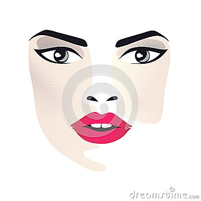 Glamor girl with black background Vector Illustration