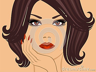 Glamorous brunette Vector Illustration