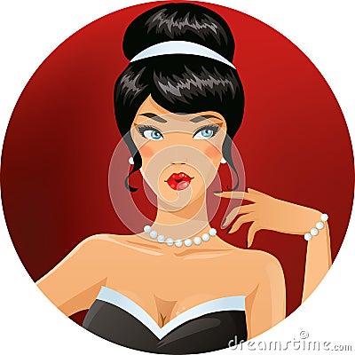 Glamorous brunette Vector Illustration