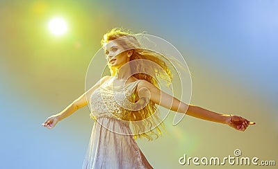 Glamorous curvy blonde woman Stock Photo