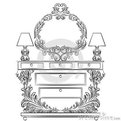 Glamorous Fabulous Baroque Rococo Console Table Stock Photo