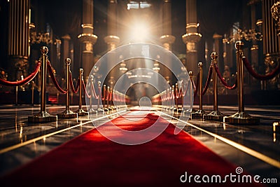 Glamorous movie premiere setting with a red carpet unfolding Stock Photo