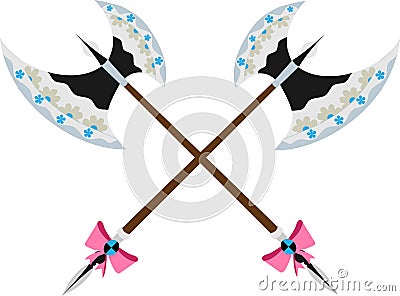 Glamorous poleax with a floral pattern on the blade Vector Illustration