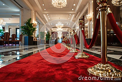 Glamorous Red Carpet Event A Glamorous Event With A Red Carpet To Welcome Guests Stock Photo