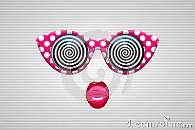 Glamorous sunglasses with hypnotic spirals Vector Illustration