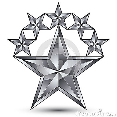Glamorous vector template with pentagonal silvery star symbol, b Vector Illustration