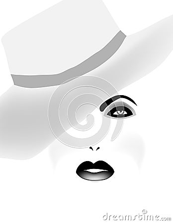 Glamorous Woman with a Stylish Hat Vector Illustration