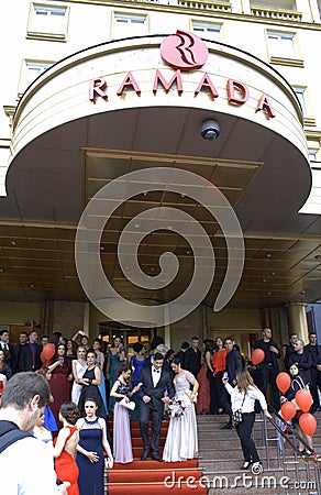 Glamorous young people red carpet entrance Editorial Stock Photo