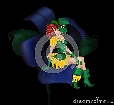 Glamorous, young, girl leprechaun Stock Photo