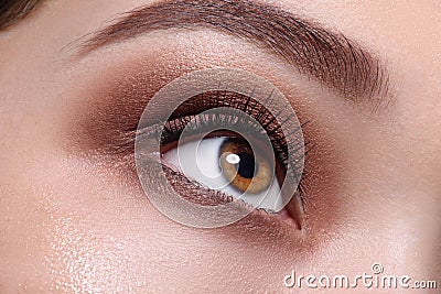 Glamour brown eye make up close Stock Photo