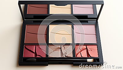 Glamour collection eyeshadow palette, lipstick set, mascara variation generated by AI Stock Photo