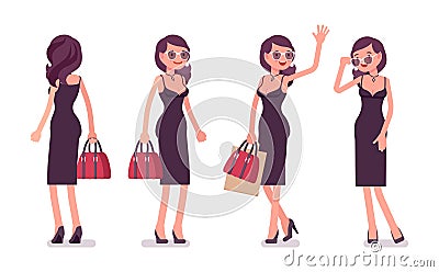 Glamour girl, beautiful woman wearing sexy and attractive clothing Vector Illustration