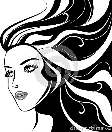 Glamour girl with black hairs Vector Illustration