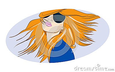 Glamour girl in sunglasses and hairstyle Vector Illustration