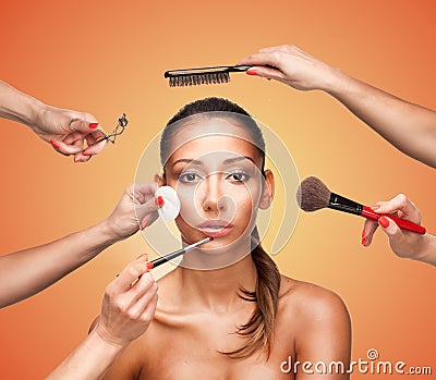 Glamour makeover for a beautiful woman Stock Photo