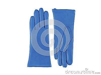 Glamour pair leather women`s gloves on white background Stock Photo