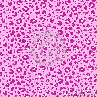 Vector glamour pink leopard seamless pattern. Luxury wildlife repeat. Jaguar fur safari seamless backdrop. Handdrawn animal fur Stock Photo