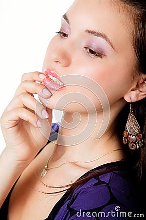 Glamour portrait of elegant sensual young woman Stock Photo