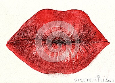 Glamour red lips with kissing gesture Stock Photo