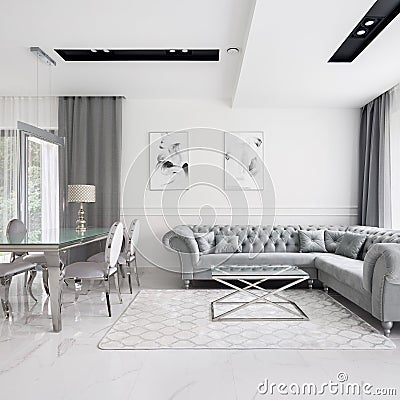 Glamour style living room with table Stock Photo