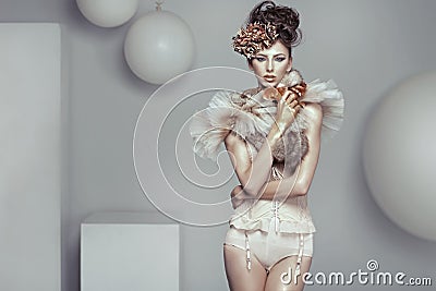 Glamour style photo of alluring lady Stock Photo