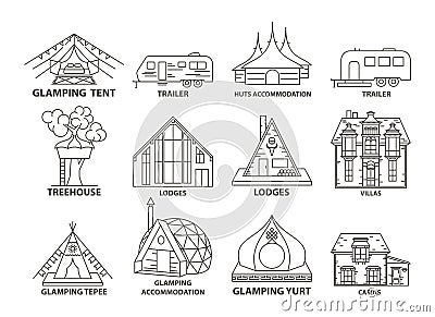 Glamping accomodation line icon Vector Illustration