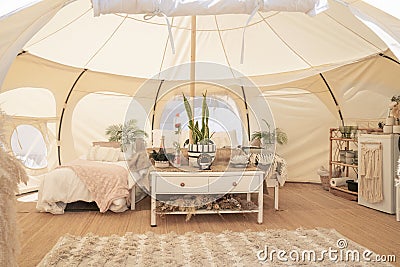 Glamping tent and set up at Mount Maunganui Editorial Stock Photo