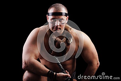 Muscular barbarian Stock Photo