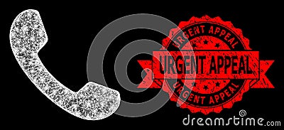 Grunge Urgent Appeal Seal and Bright Web Network Phone with Glare Spots Vector Illustration